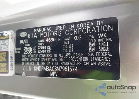 2022 Kia Sportage Lx z USA, uszkodzony, nr VIN KNDPM3AC3N7961574